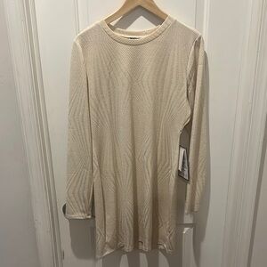 Cream Long Sleeve Knit Dress